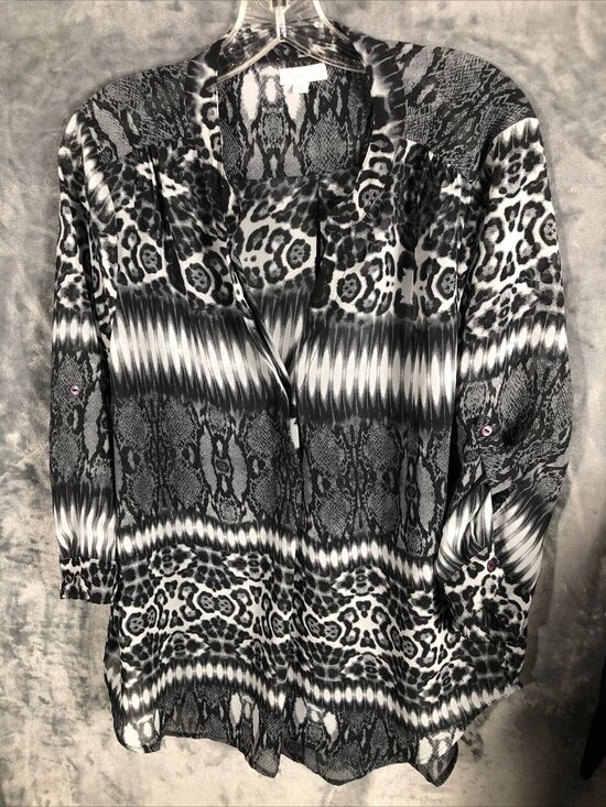 Southern Chics Marketplace Tops - Antilim Femme Women’s Blouse Black & White Top X Large